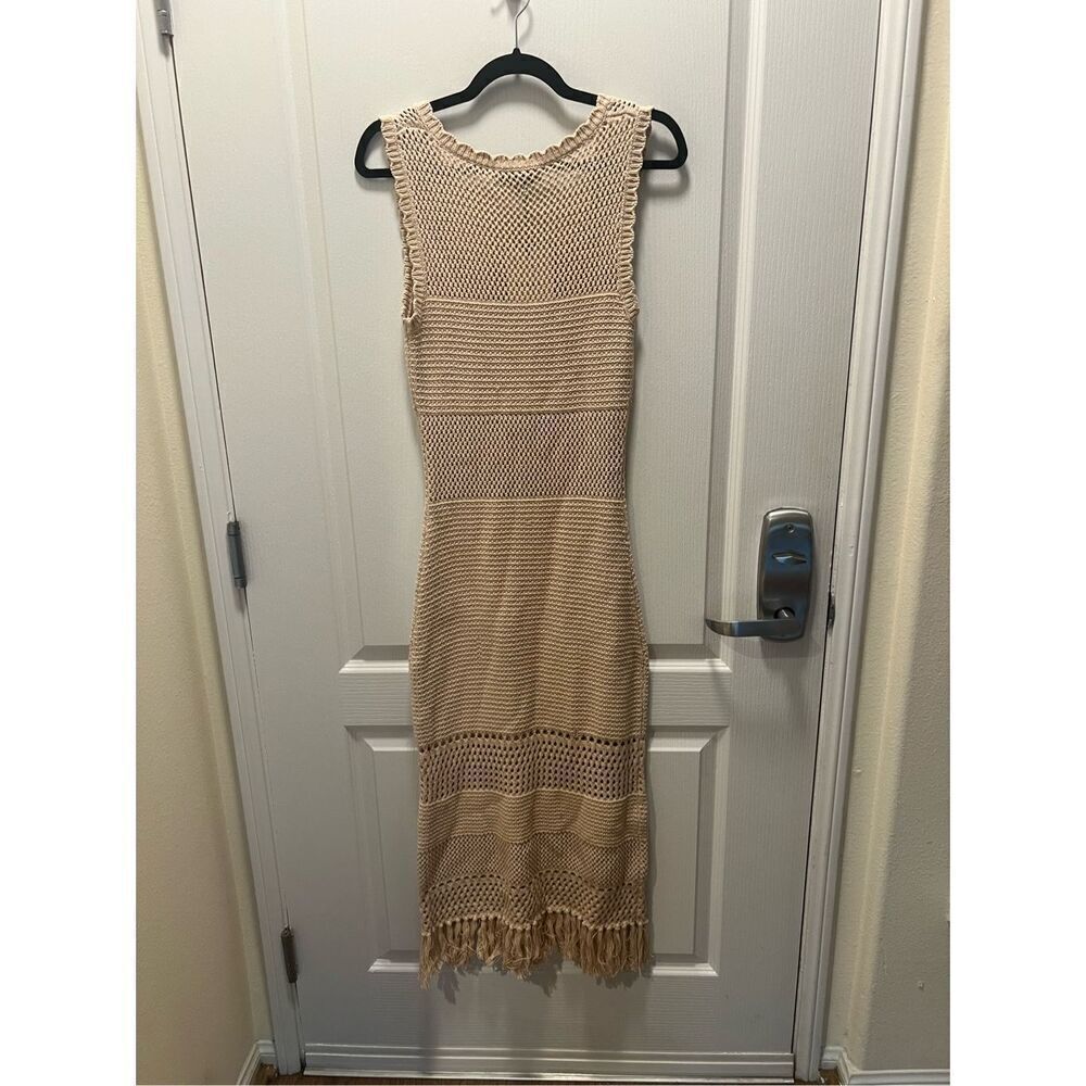 EN SAISON Ruby Crochet Novelty Fringe Midi Dress COLOR: Natural Size S NWT$118 - Picture 7 of 8